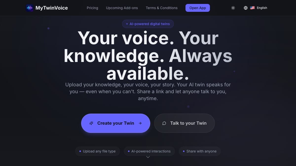 MyTwinVoice — screenshot of the live product